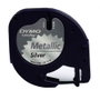 Dymo Cinta LetraTag 12mm x 4m Negro sobre Plata Metalizada 91208